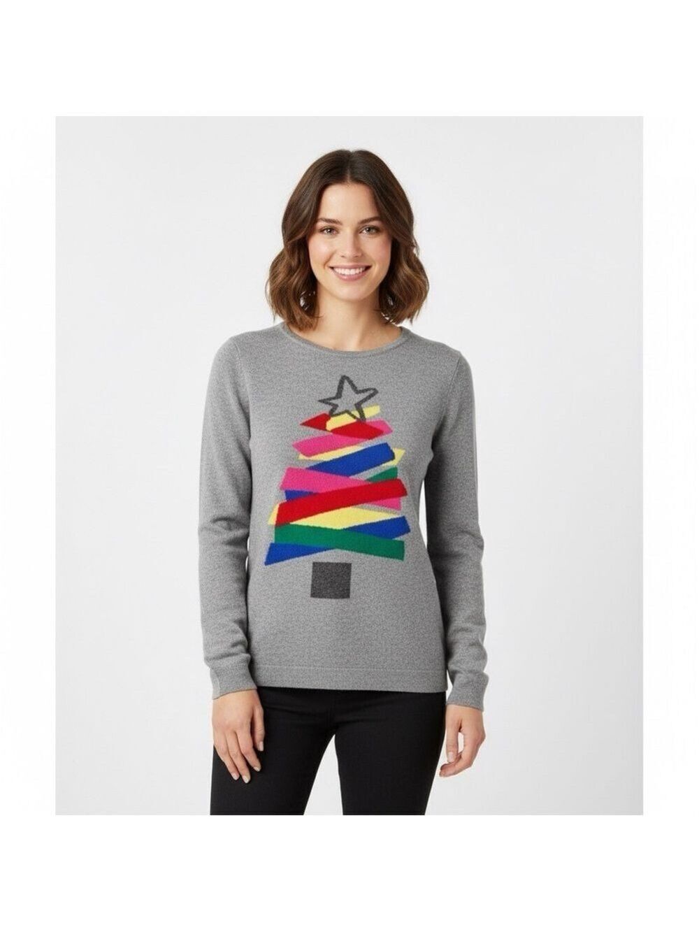 An Antoni & Alison Label Lambswool Cashmere Sweater Grey Christmas Tree Medium
